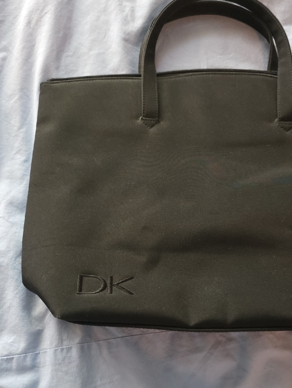 Donna Karan Black Tote with Black Embroidered Logo Accent